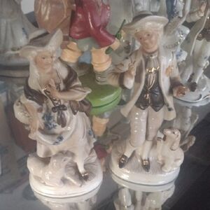 Porcelain Figurine Set with Dog